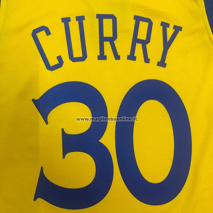 Maglia Golden State Warriors Stephen Curry NO 30 Citta Giallo